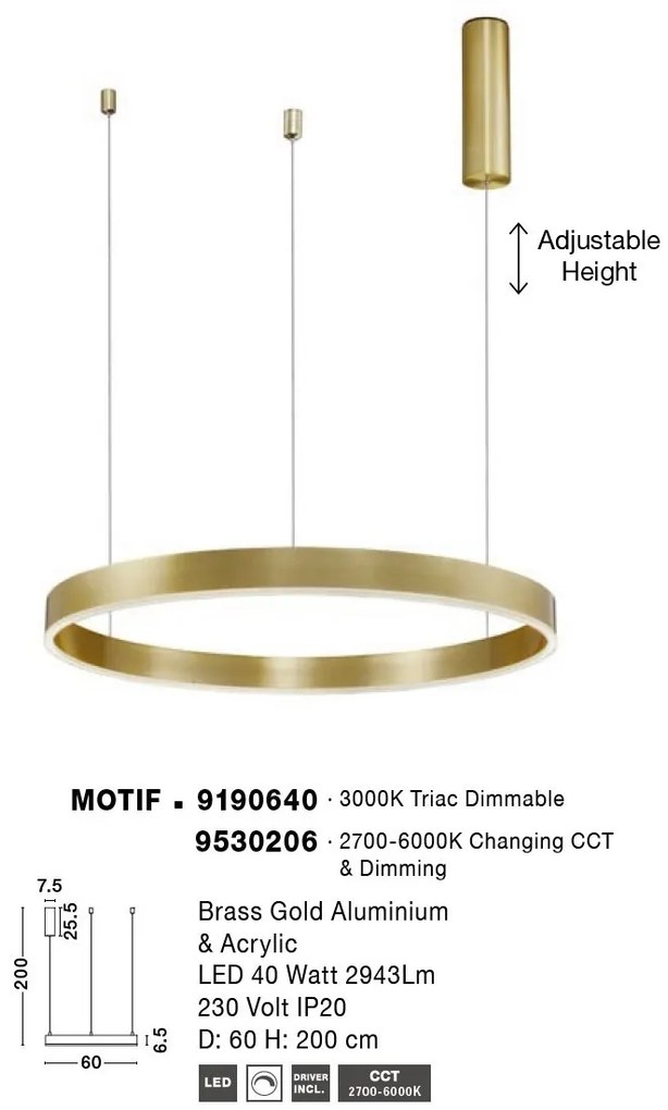 Lustra LED dimabila design circular MOTIF D-60cm