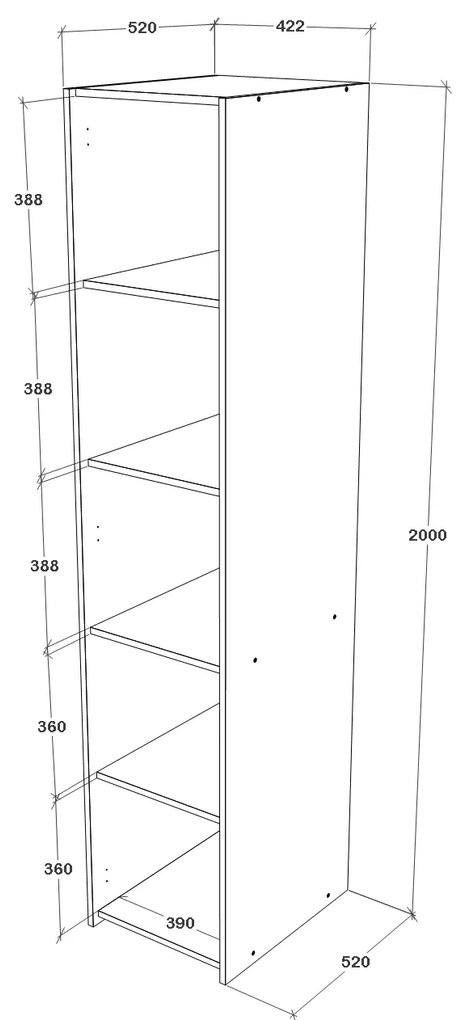 Dulap haaus Malmo, 1 Usa, cu polite, Stejar Artisan/Argila, 42 x 52 x 200 cm