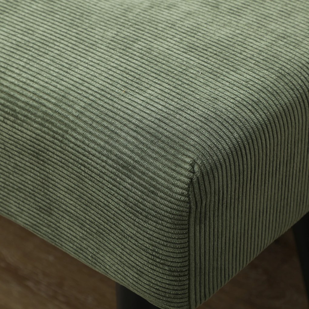 HOMCOM Bancă banca la capat de pat căptușită din catifea cotelată și picioare din oțel negru suport 220 kg 100 x 36 x 45 cm verde | Aosom Romania