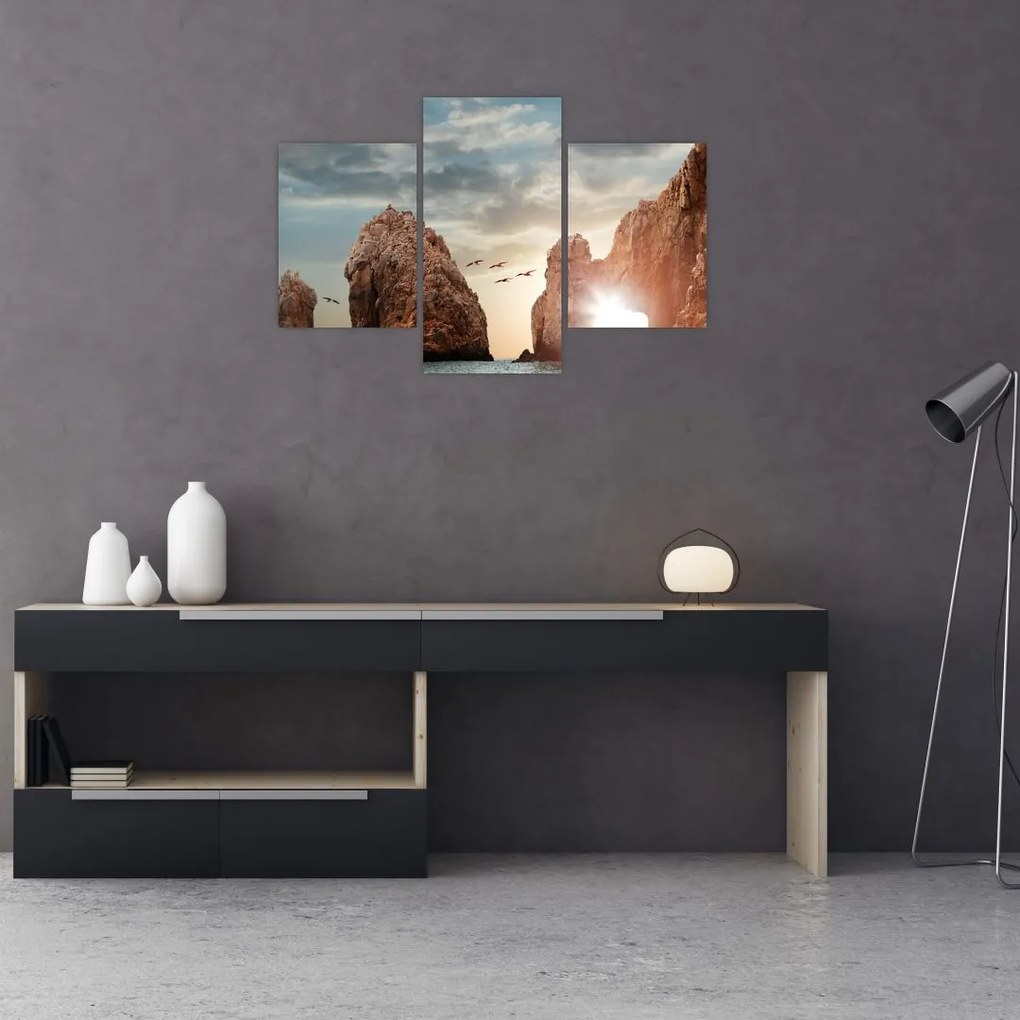 Tablou - Apus de soare peste stânci (90x60 cm)