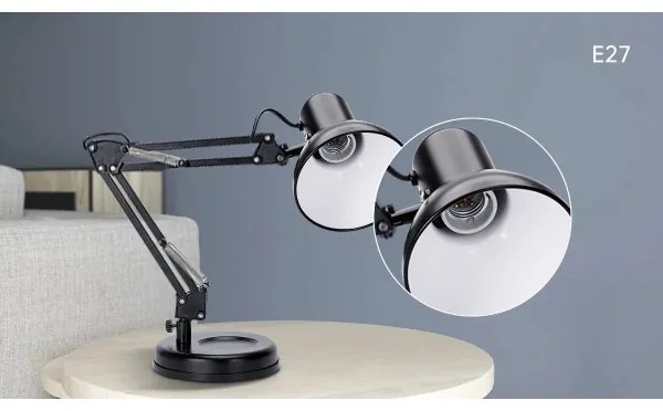 Lampă de masă 2 în 1 Aigostar 1xE27/40W/230V negru