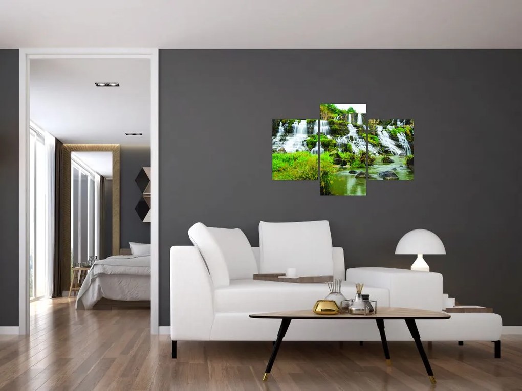 Tablou - cascade cu plante (90x60 cm)
