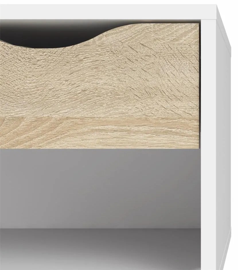 Noptiera alba cu decor stejar sonoma OSLO 75394