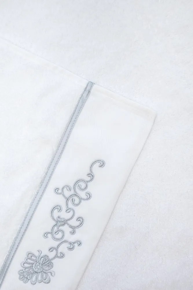 Prosop DIARA 50x100 cm Alb – Broderie gri