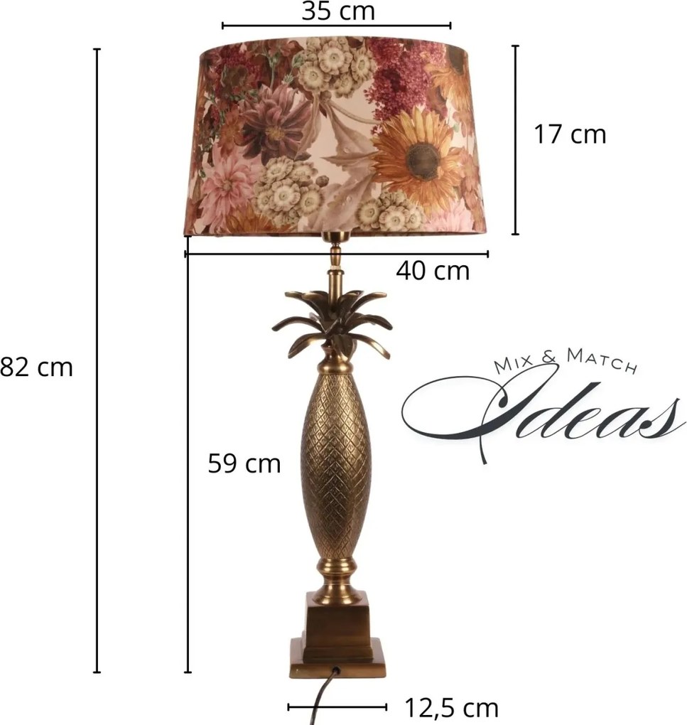 Lampă de masă din aluminiu, auriu, finisaj antichizat, 63 x 19 cm, „Gobelin”