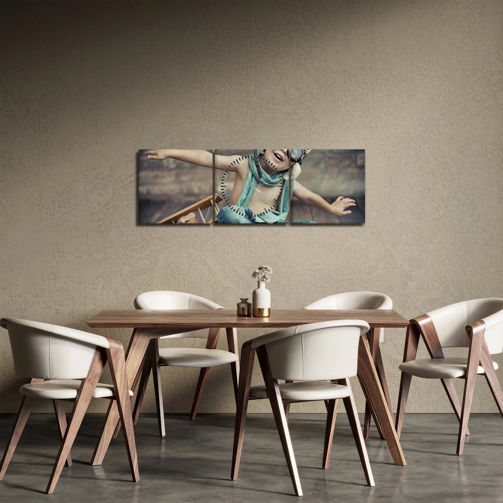Tablou - Tânăr aviator (cu ceas) (90x30 cm)