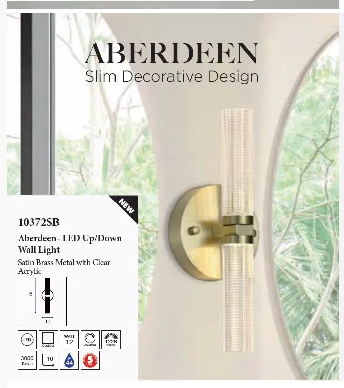 Aplica LED de perete baie metal alama IP44 Aberdeen 2