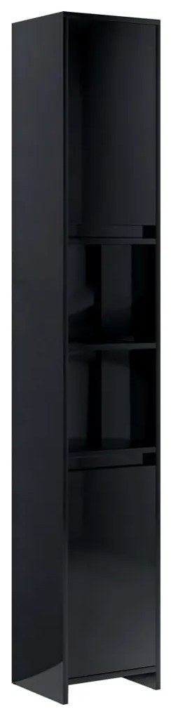802676 vidaXL Dulap de baie, negru extralucios, 30x30x183,5 cm, PAL