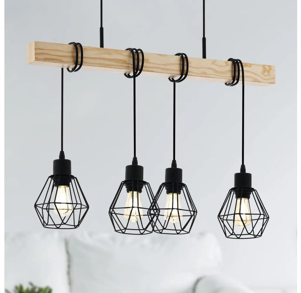 Eglo 44075 - Lustră suspendată pe cablu TOWNSHEND 4xE27/60W/230V