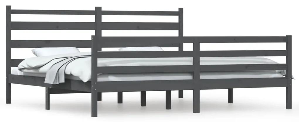 3103735 vidaXL Cadru de pat, 200x200 cm, lemn masiv de pin, gri