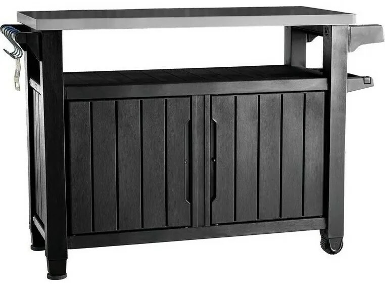 Masă multifuncțională de grătar Keter pentrugrădină UNITY XL 270 l grafit, 134 x 52 x 90 cm