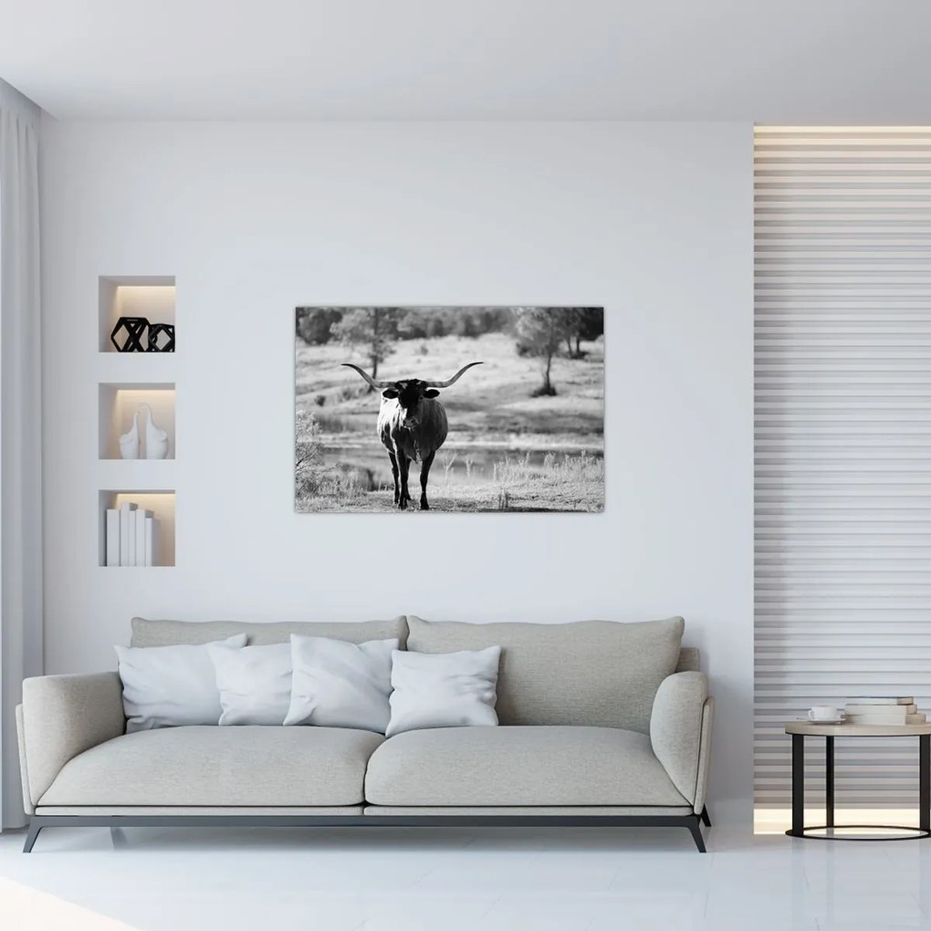 Tablou - Vacă,alb-negru (90x60 cm)