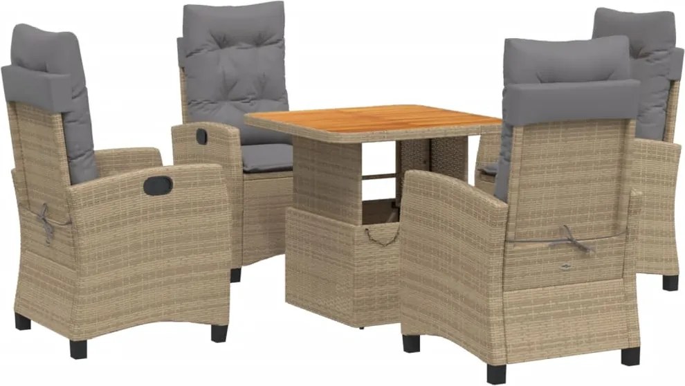 vidaXL Set mobilier de grădină cu perne, 5 piese, bej, poliratan