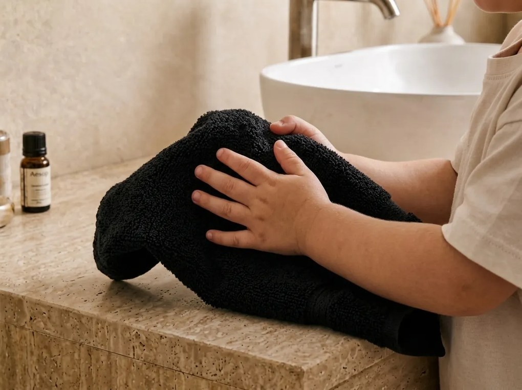 Prosop de maini Classic mic 30x50 cm negru, 100% bumbac