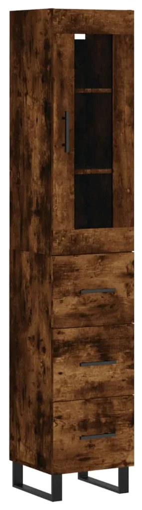 3199262 vidaXL Dulap înalt, stejar fumuriu, 34,5x34x180 cm, lemn prelucrat