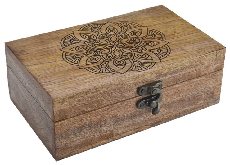 InDecor Cutie din lemn de mango Mandala, 23 x 15 x 8,5 cm, M