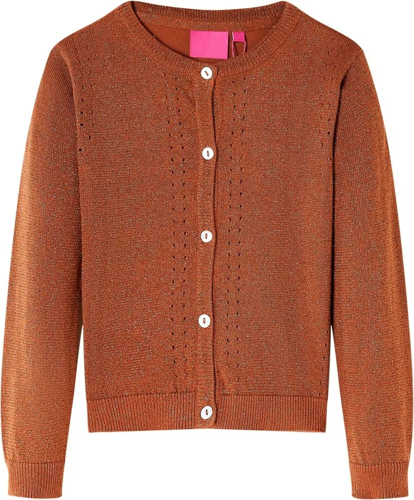 vidaXL Cardigan tricotat pentru copii, coniac, 92