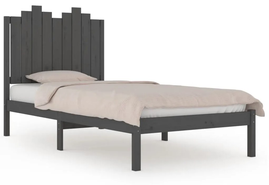 3103765 vidaXL Cadru de pat, gri, 90x200 cm, lemn masiv de pin