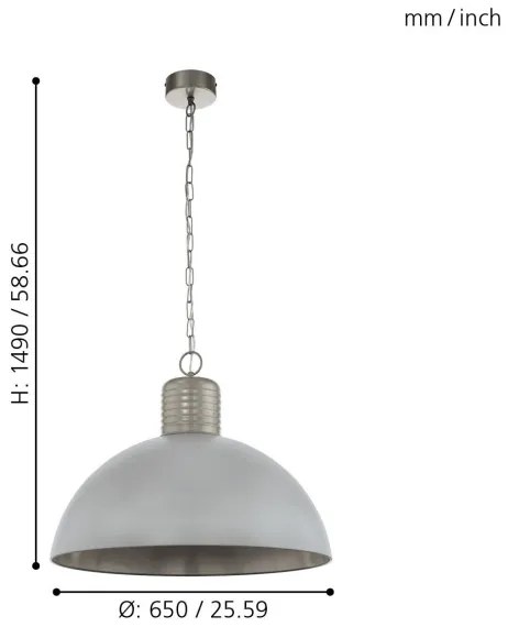 Eglo 49757 - Lustră pe lanț COLDRIDGE 1xE27/60W/230V