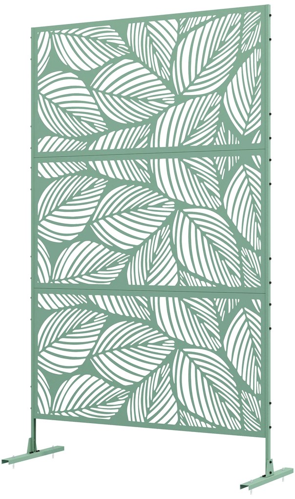 Outsunny Panou paravan de protecție decorativ paravant exterior verde cu model vegetal din metal, 122 x 45 x 198 cm, verde | Aosom Romania