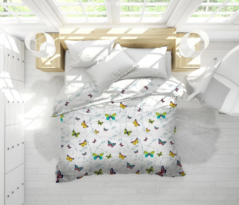 Pilota de Vara Alcam Fluturi Multicolori, Microfibra Matlasata, 200x220 cm
