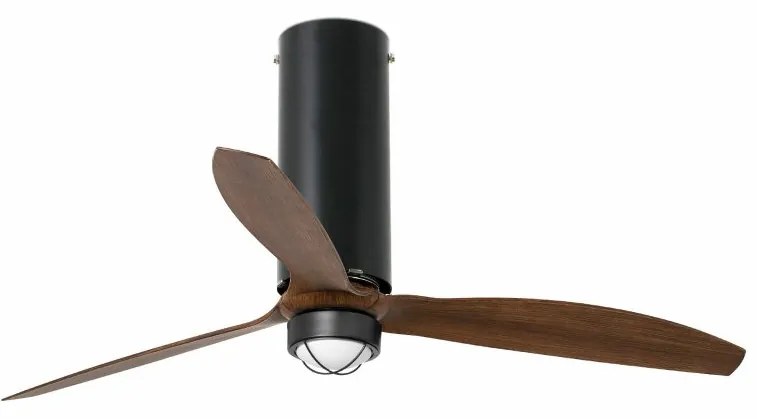 Lustra cu Ventilator si telecomanda TUBE FAN M negru mat/maro