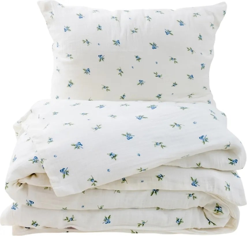 Lenjerie de pat din muselină Matex Afine, 140 x 200 cm, 70 x 90 cm