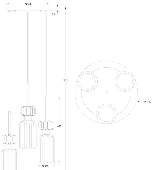Lustră pe cablu MOLLY 3xE14/40W/230V d. 38 cm colorat