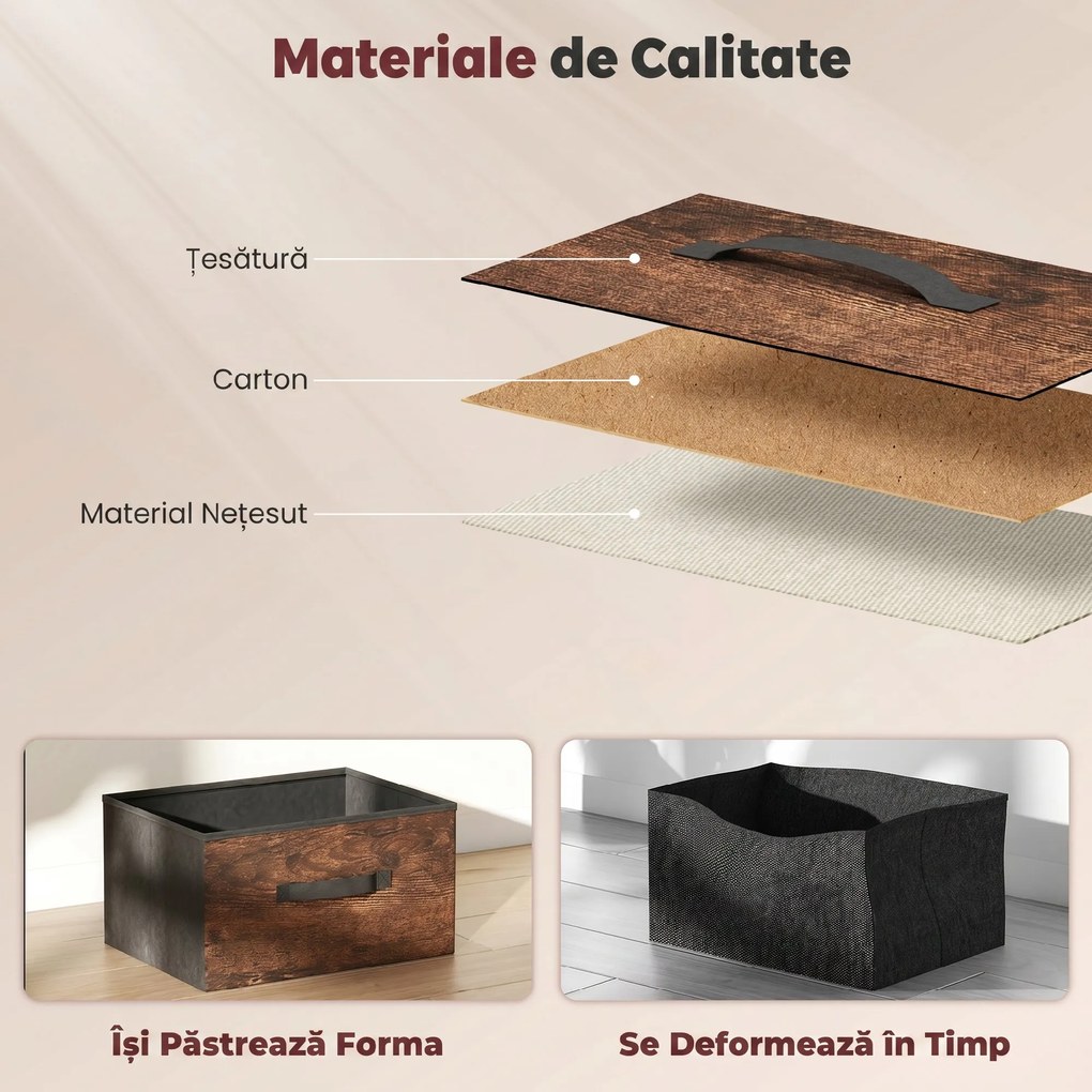 HOMCOM Comodă cu 8 Sertare, Mobilier din Metal pentru Dormitor, Maro Rustic | Aosom Romania