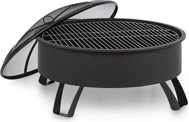 Blumfeldt Oreos, bol de foc 2-în-1, Ø75cm, scânteie Ø68cm, grill, fontă, negru