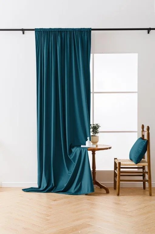 Draperie opaca turcoaz VELVET 135x250 cm Agățat: Rejansa