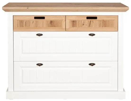 Comoda Tivoli Cu 4 Sertare Alb Si Natur, 116.4 Cm