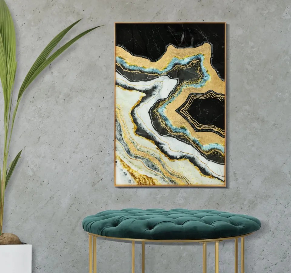 Decoratiune de perete multicolora din metal si sticla, 60x3,5x90 cm, Wood Mauro Ferretti