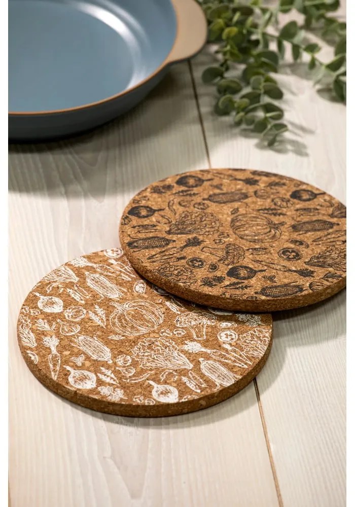 Suporturi pentru vase fierbinți 2 buc. din plută ø 20 cm Veggie – Ladelle