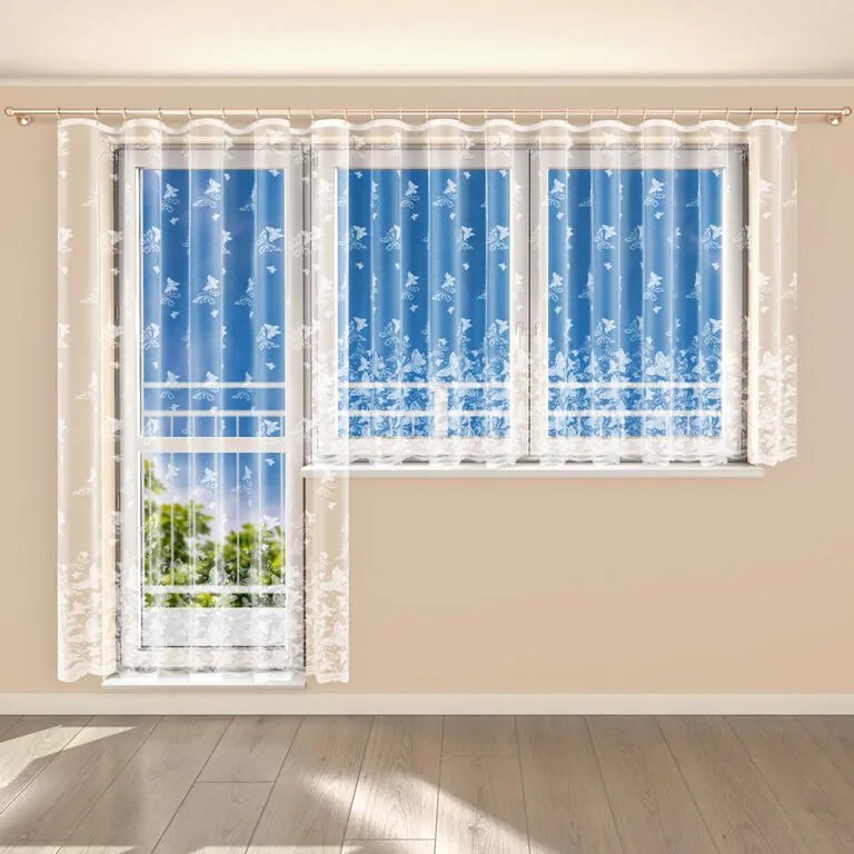 Perdea finisată din jacard AMALIE - set pentru balcon