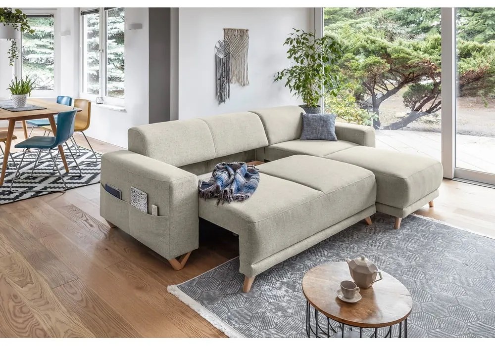 Colțar bej extensibil/cu spațiu de depozitare Classy Sophie – Miuform