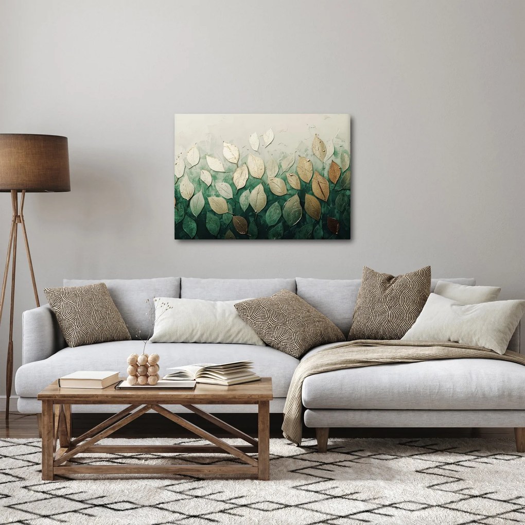 Tablou - Frunze verzi-aurii (70x50 cm)