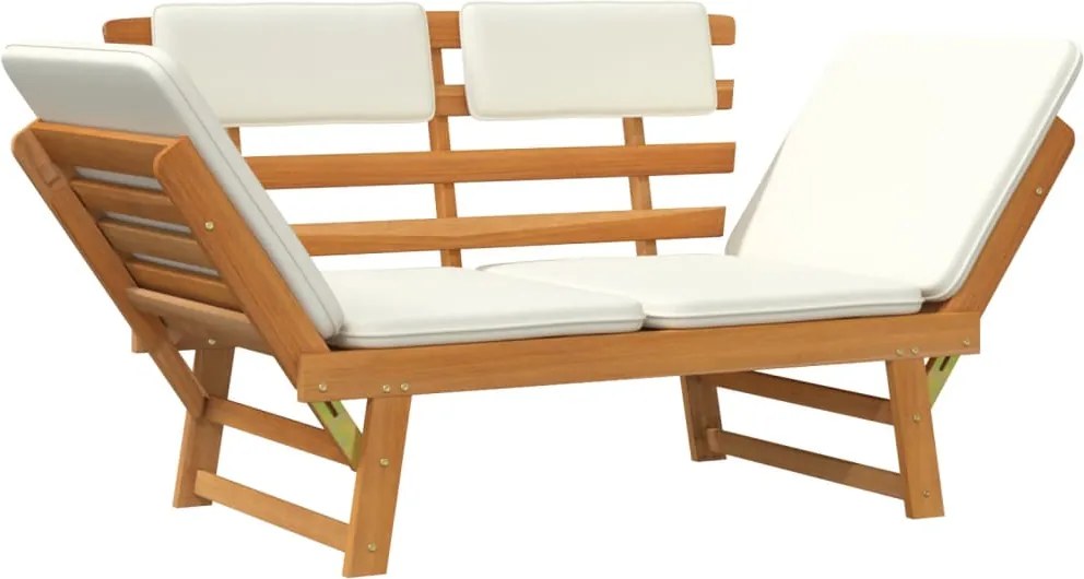 vidaXL Bancă de grădină 2-în-1, cu perne, 190 cm, lemn masiv de acacia