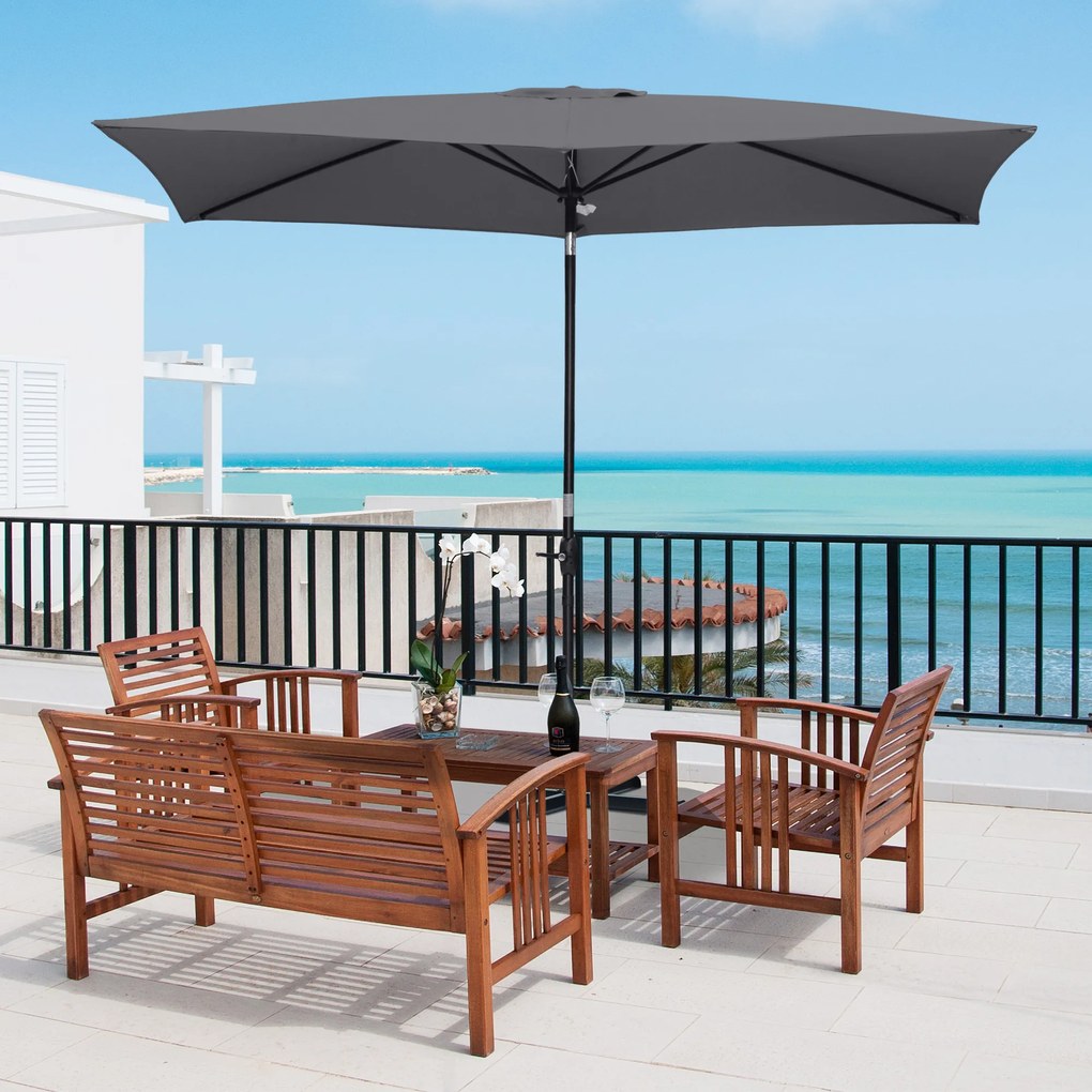 Umbrela de Gradina Dreptunghiulara Outsunny UV 50+, 200x300cm, Gri Inchis | Aosom RO