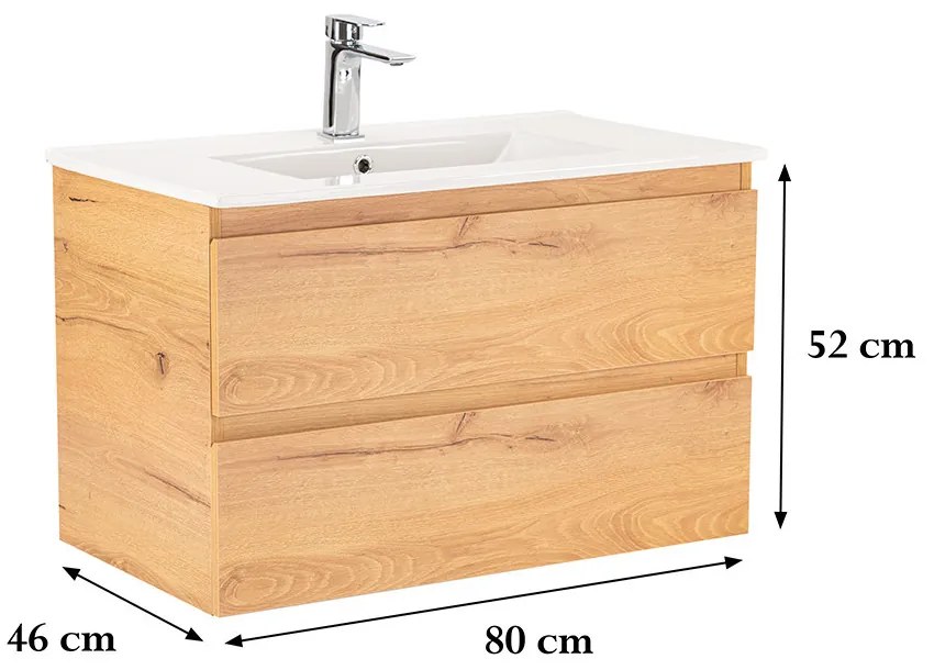 Dulap inferior Vario Forte 80 cu lavoar stejar-stejar