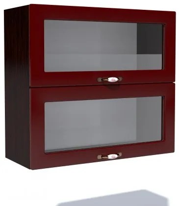 Corp superior vitrina 80 cu 2 usi orizontale Zebra MDF rosu simplu