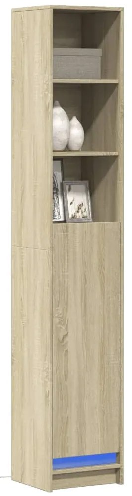 vidaXL Dulap cu LED, stejar sonoma, 36x32,5x200 cm, lemn prelucrat