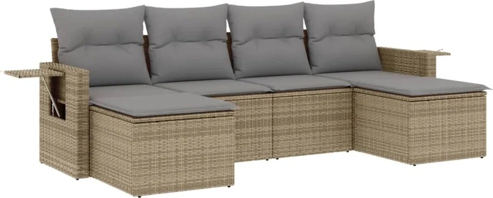 vidaXL Set canapele de grădină cu perne, 6 piese, bej, poliratan
