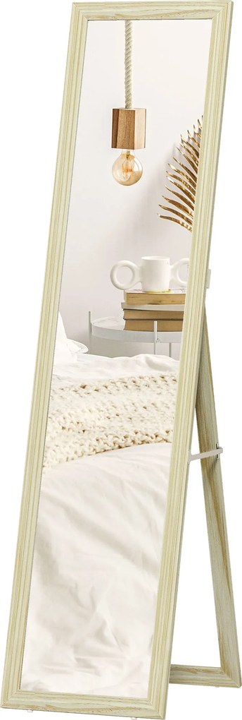 HOMCOM Oglindă pe suport și de perete dreptunghiulară oglindă în picioare full length Dressing Dormitor Living 37x37x154cm lemn natural | Aosom Romania