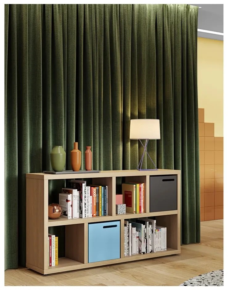 Bibliotecă în culoare naturală cu aspect de lemn de stejar 150x83 cm Berlin – TemaHome