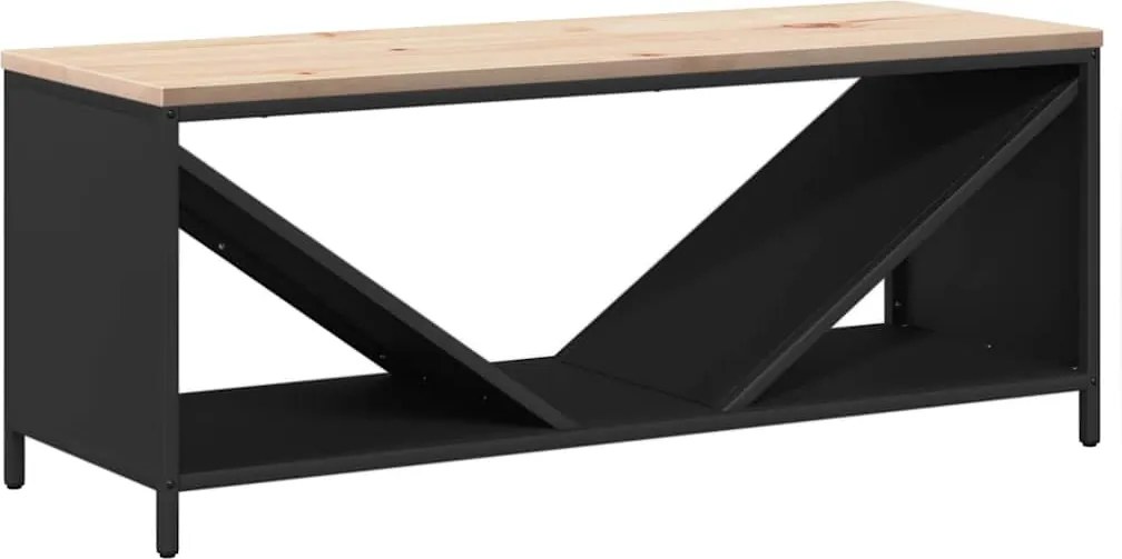 vidaXL Suport pentru lemne de foc cu blat lemn negru 100,5x35,5x40 cm