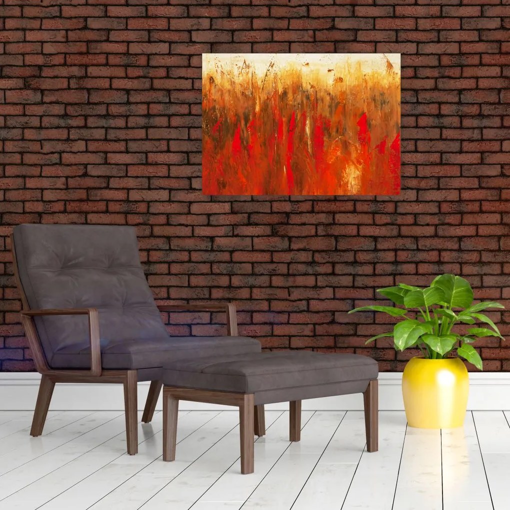 Tablou pe sticlă cu abstracție pictată (70x50 cm)