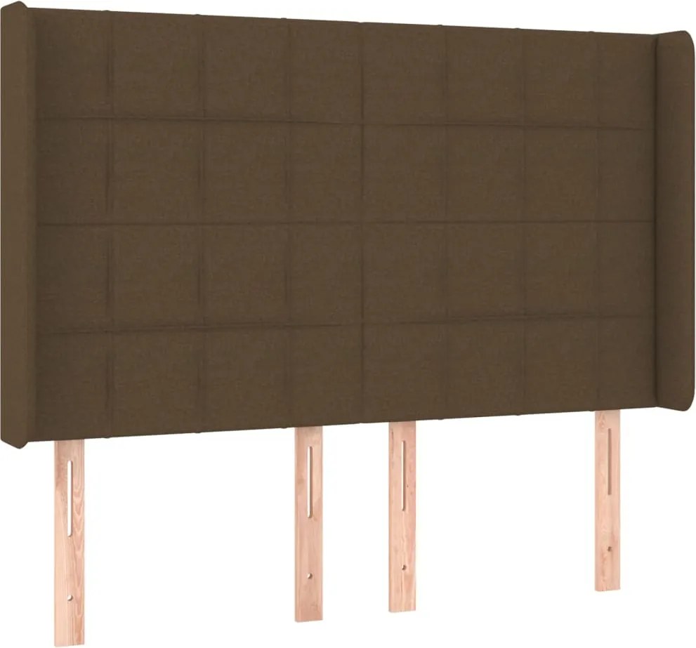 vidaXL Tăblie de pat cu aripioare maro închis 147x16x118/128 cm textil