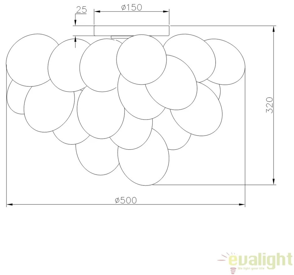 Plafoniera design modern Balbo chihlimbar MOD112CL-08G