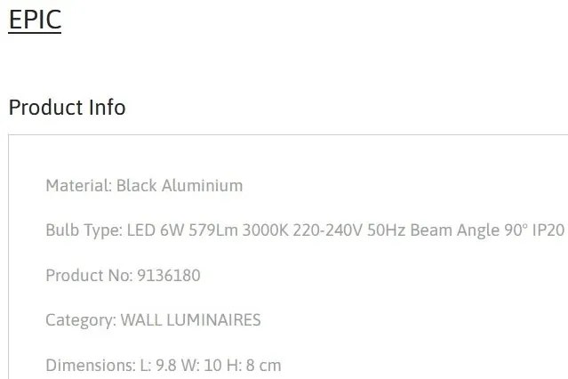 Aplica LED ambientala design modern minimalist EPIC negru